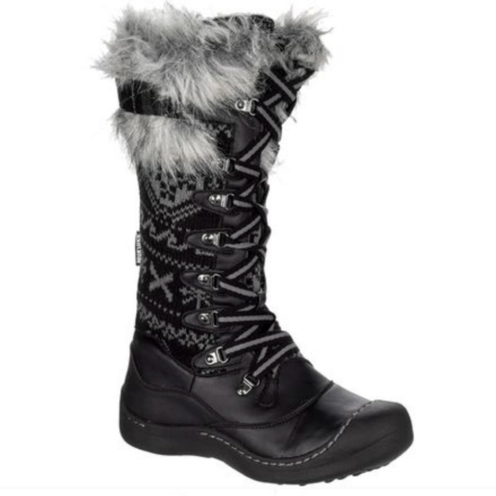 Muk Luk Gwen Snow boots Rubber Tread Lace Up Style Rain Boots Tall Winter - Picture 4 of 15